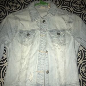 distressed light denim jacket
